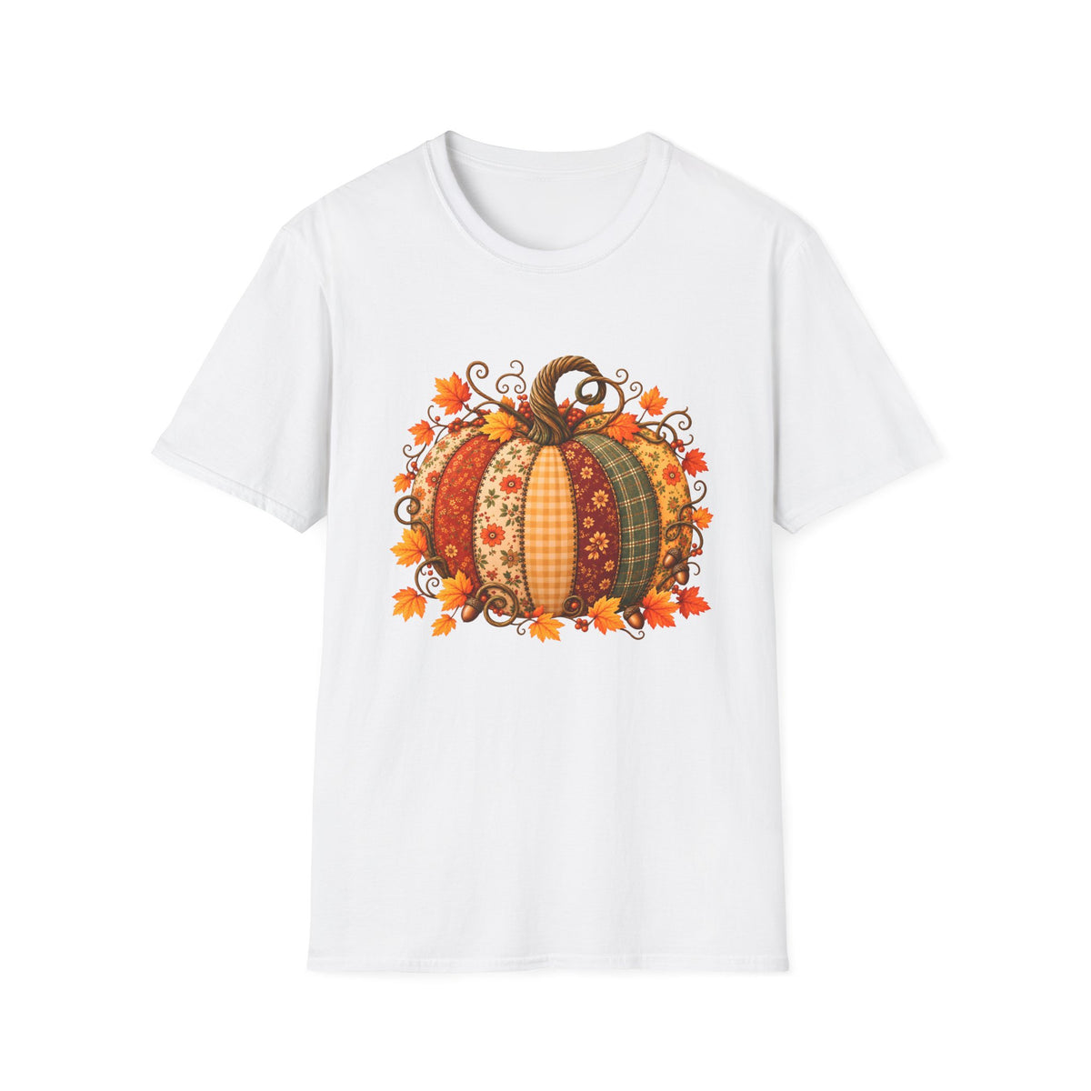 Autumn Patchwork Pumpkin T-Shirt