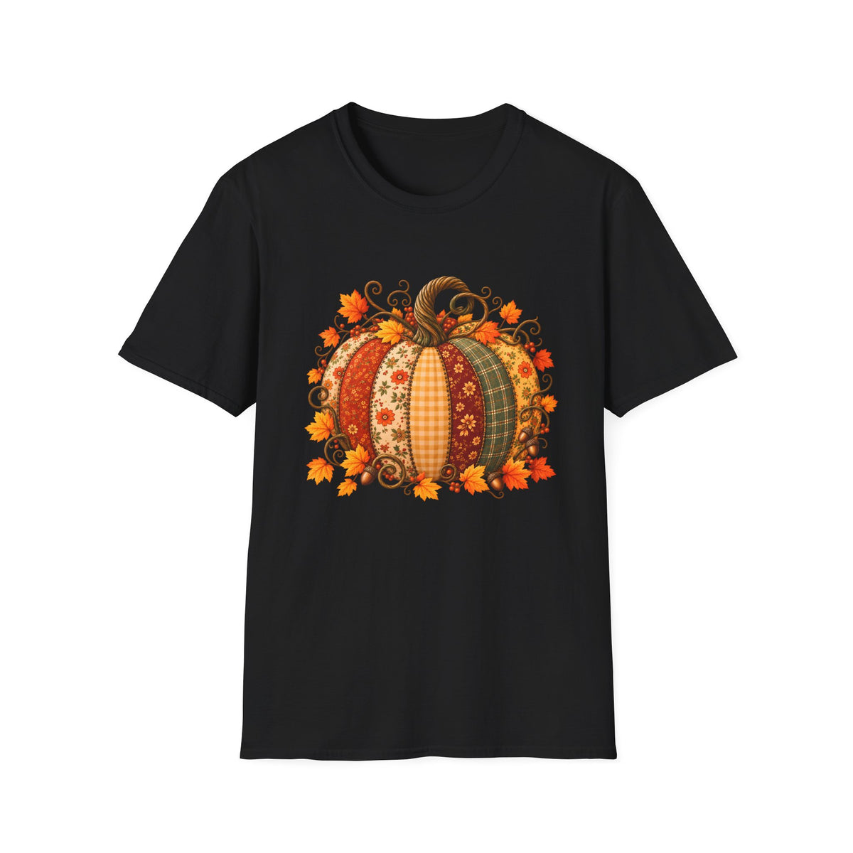Autumn Patchwork Pumpkin T-Shirt