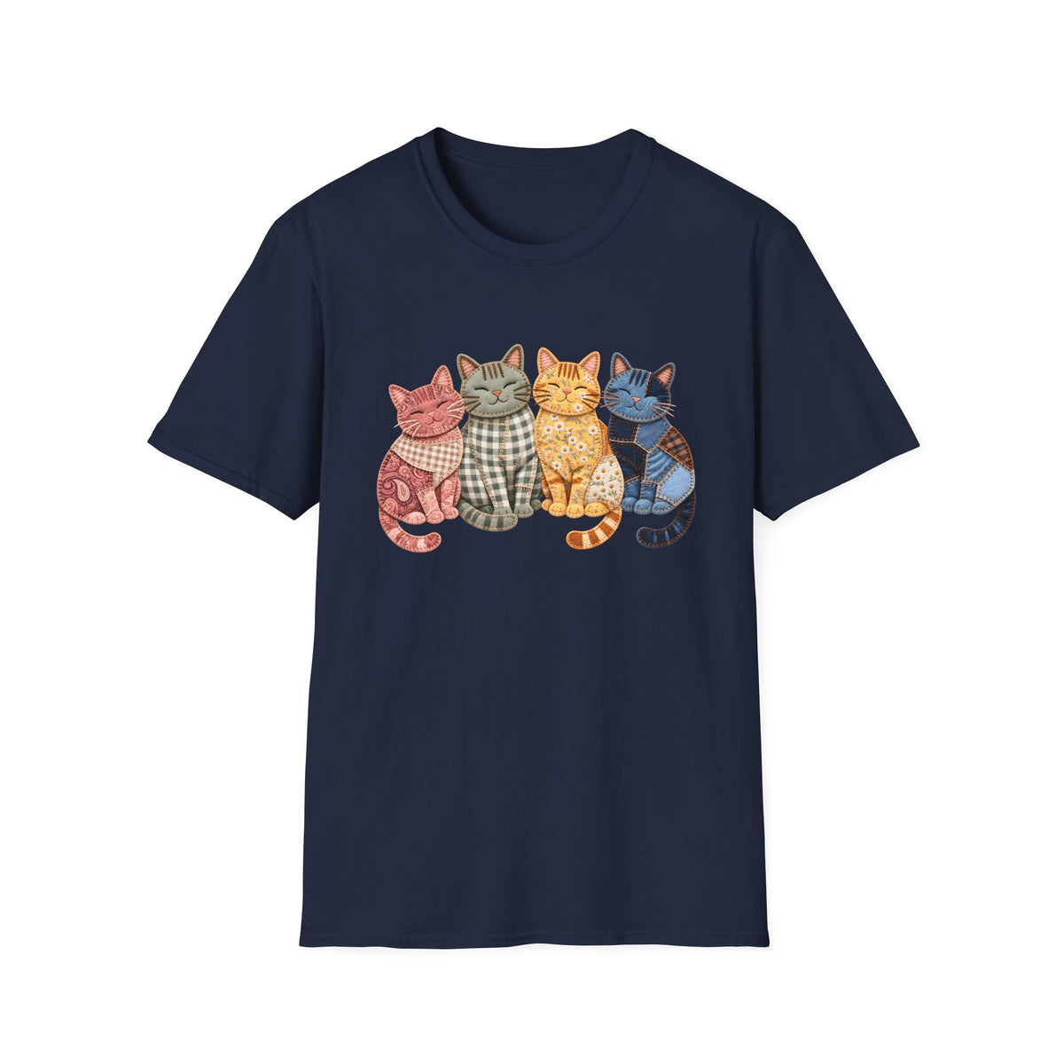 Faux Patchwork Cats T-Shirt