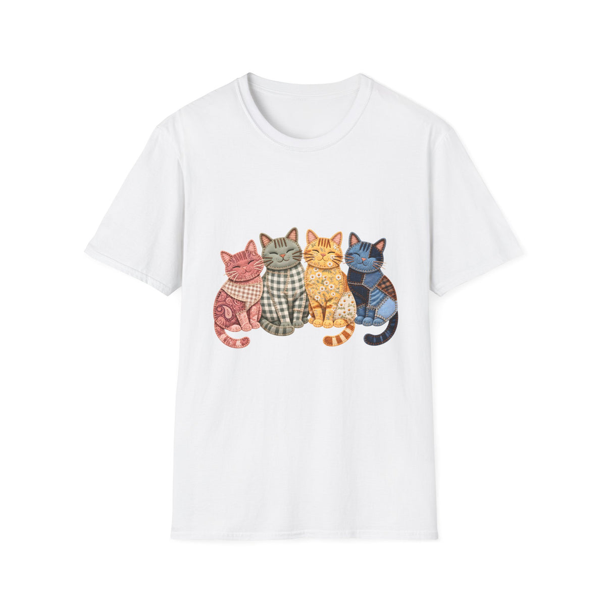 Faux Patchwork Cats T-Shirt