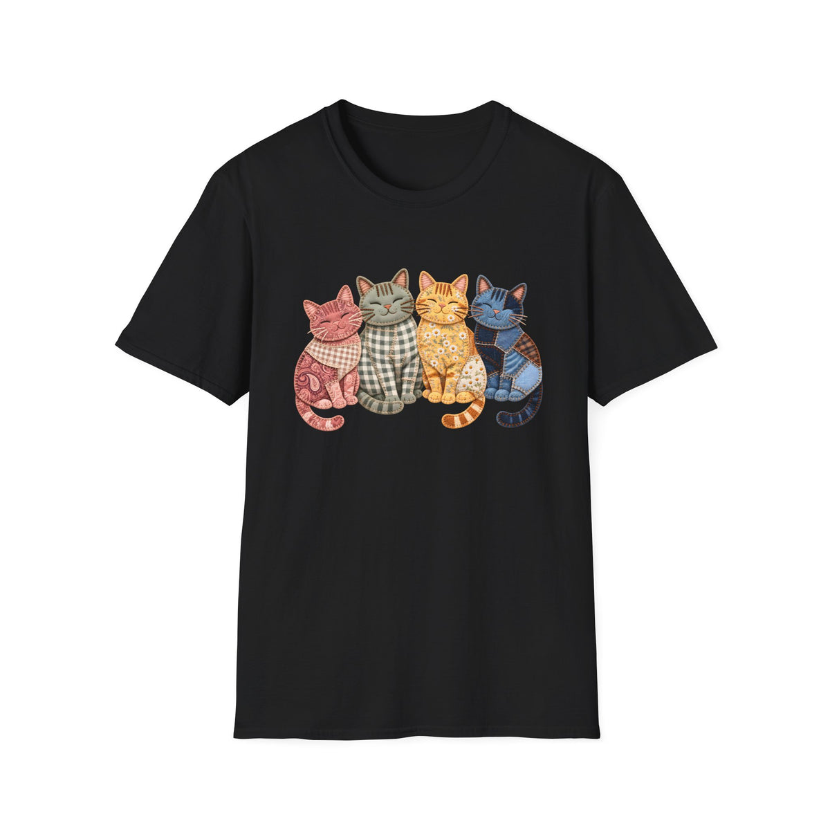 Faux Patchwork Cats T-Shirt