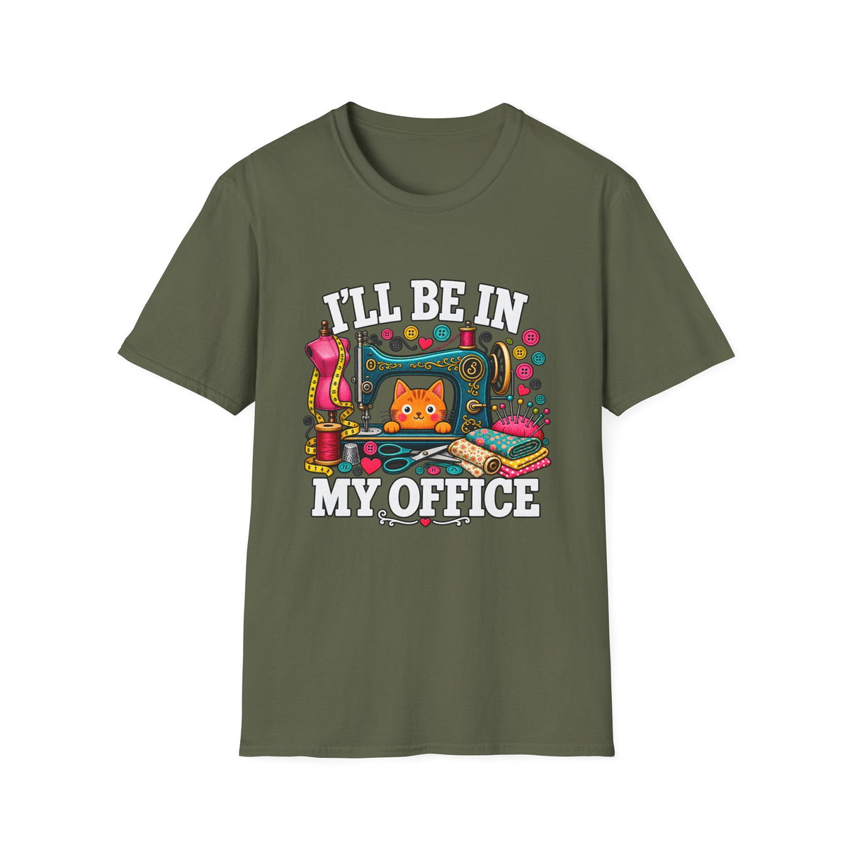 Sewing Office Cat T-Shirt