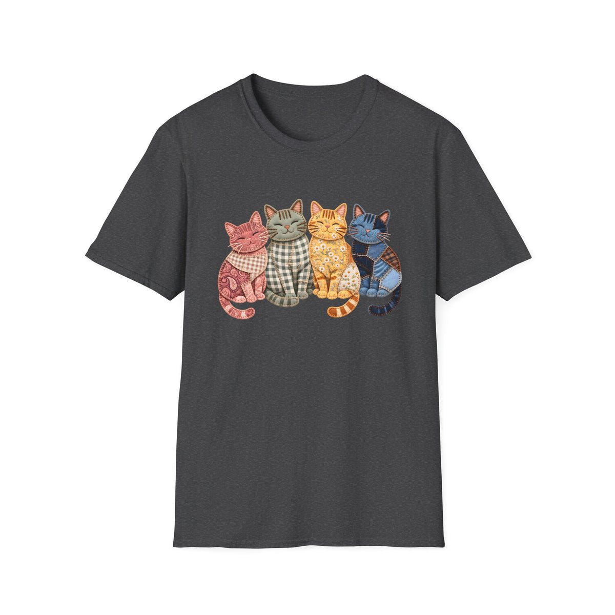 Faux Patchwork Cats T-Shirt