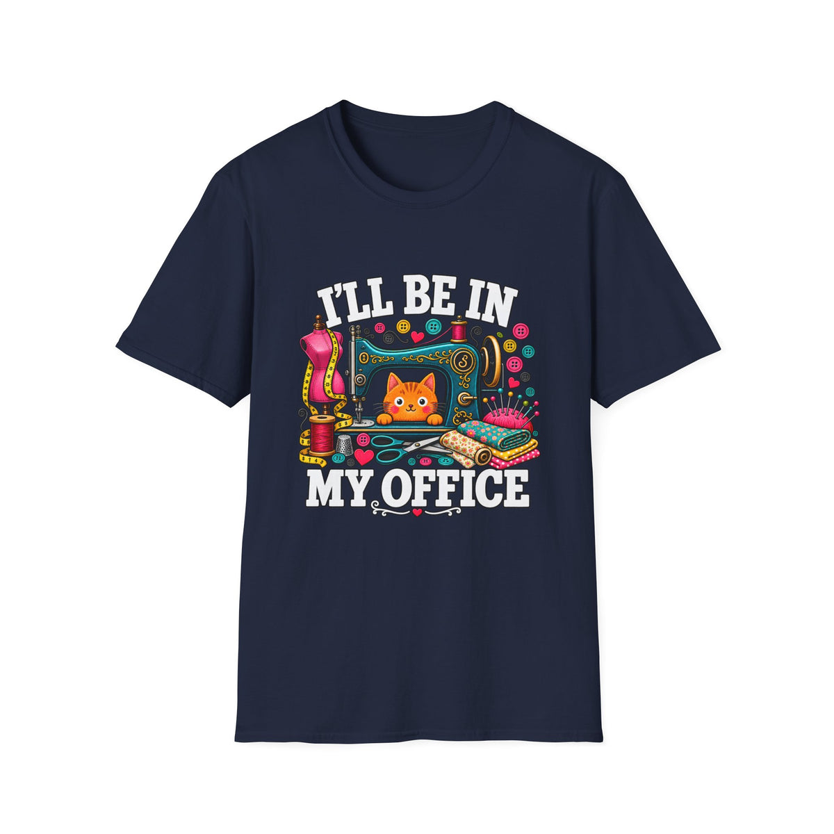 Sewing Office Cat T-Shirt
