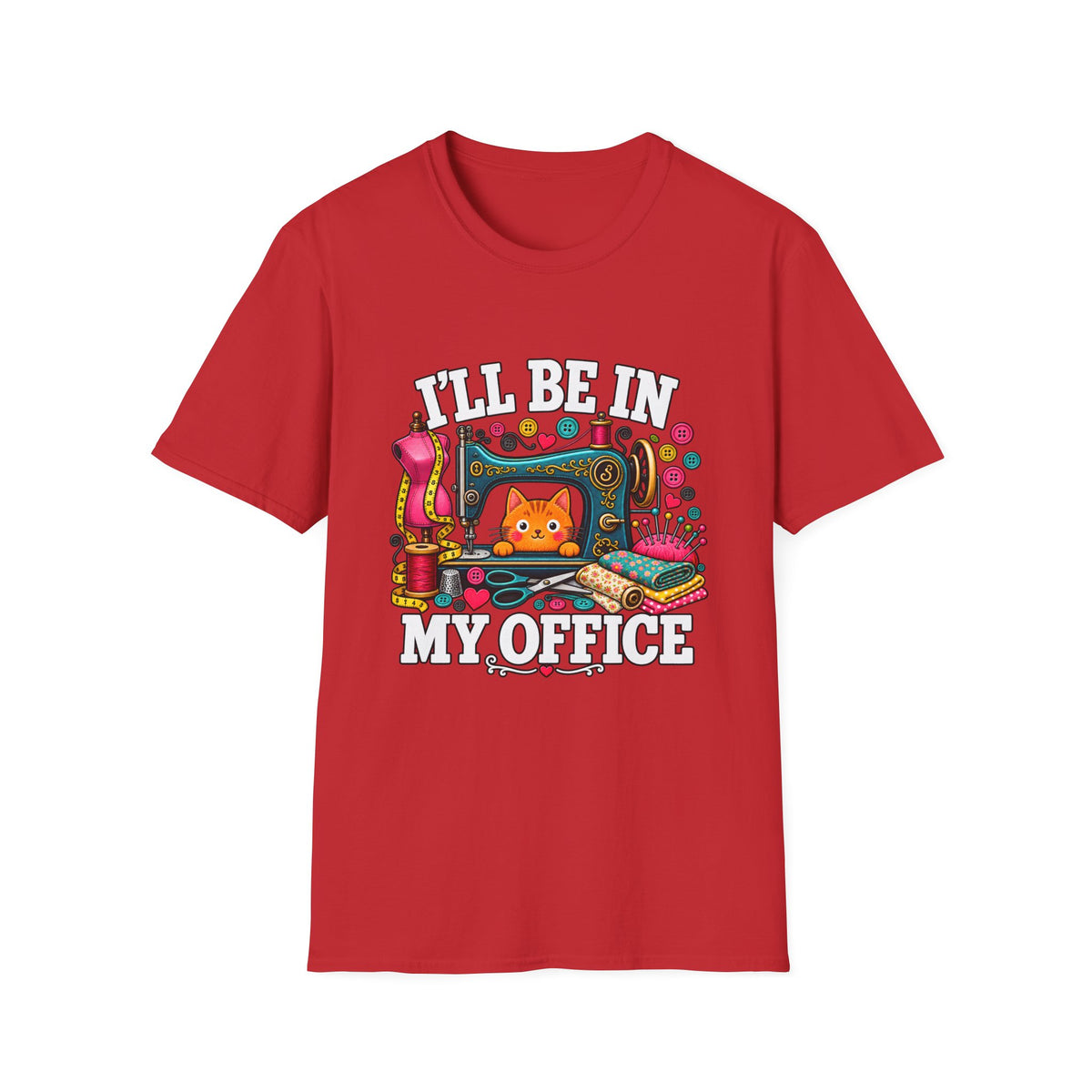 Sewing Office Cat T-Shirt