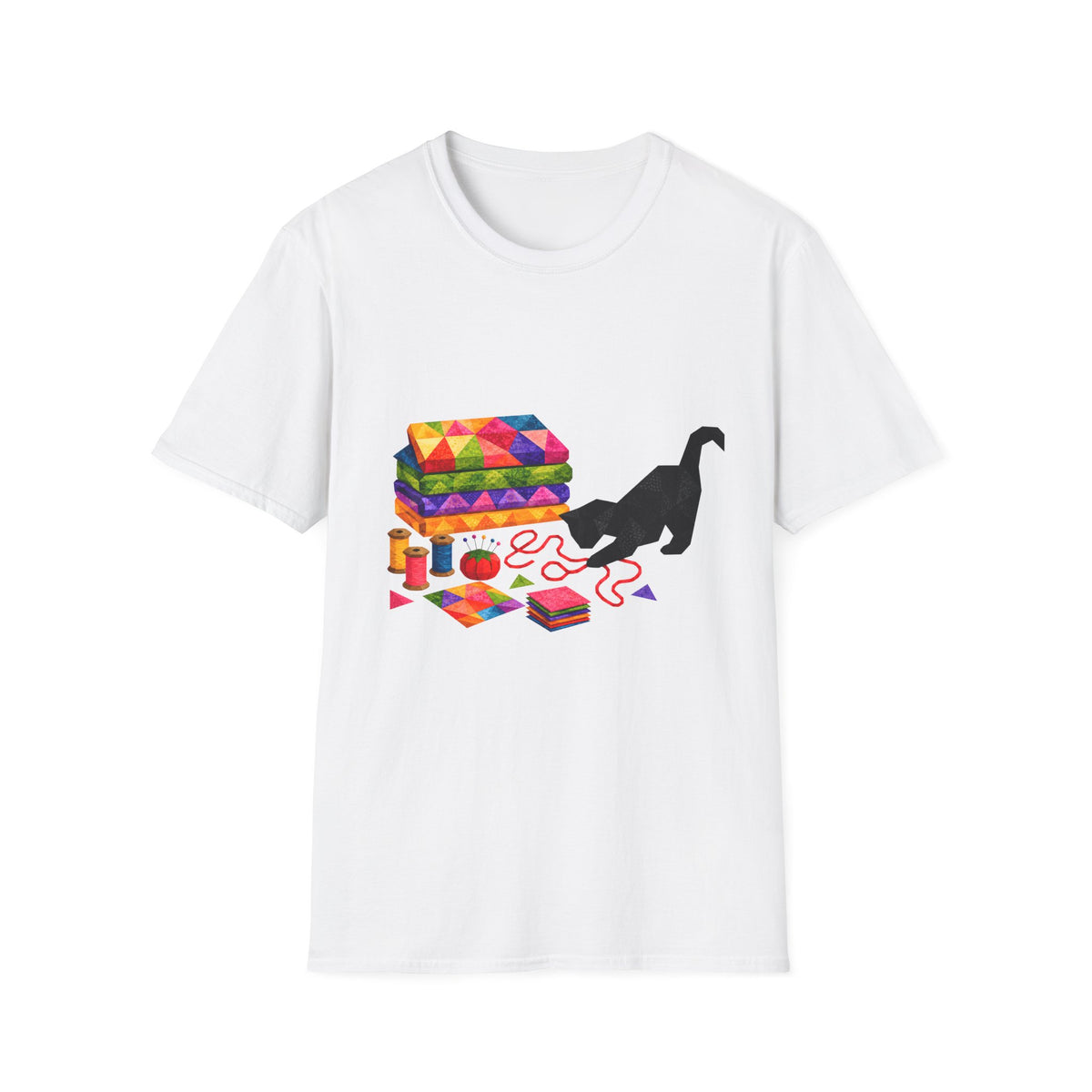 Rainbow Fabric Cat T-Shirt