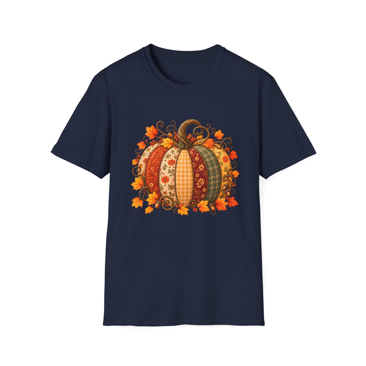 Autumn Patchwork Pumpkin T-Shirt