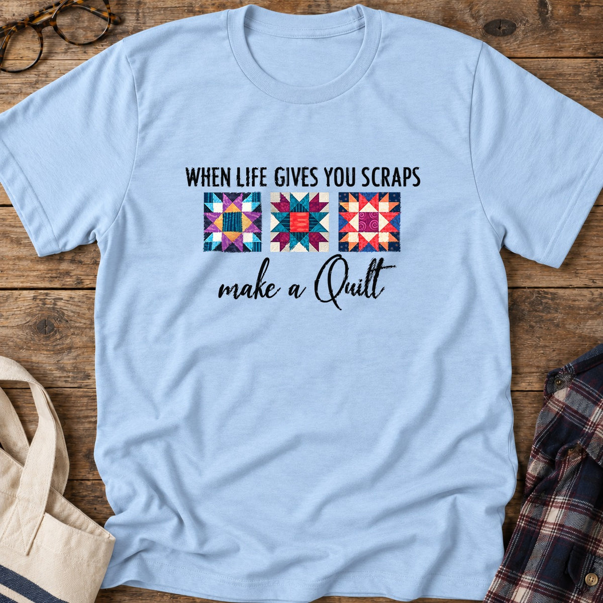 Scraps To Quilts T-Shirt in Light Blue