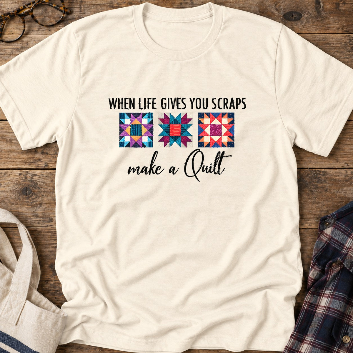 Scraps To Quilts T-Shirt in Natural