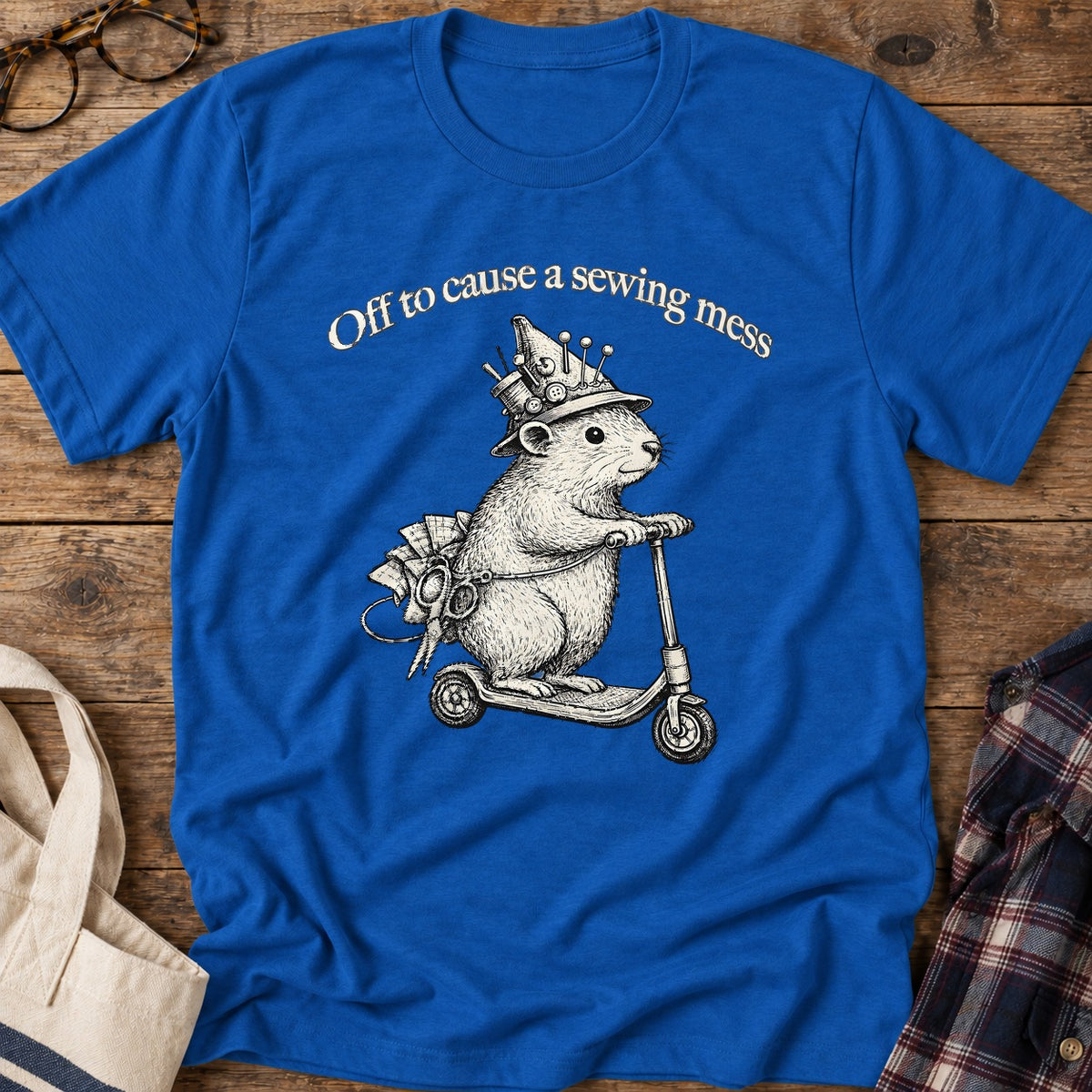 Sewing Mess Squirrel T-Shirt in Royal