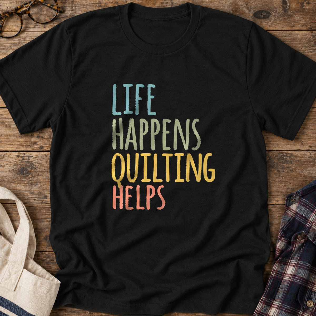 Quilting Helps T-Shirt in Black