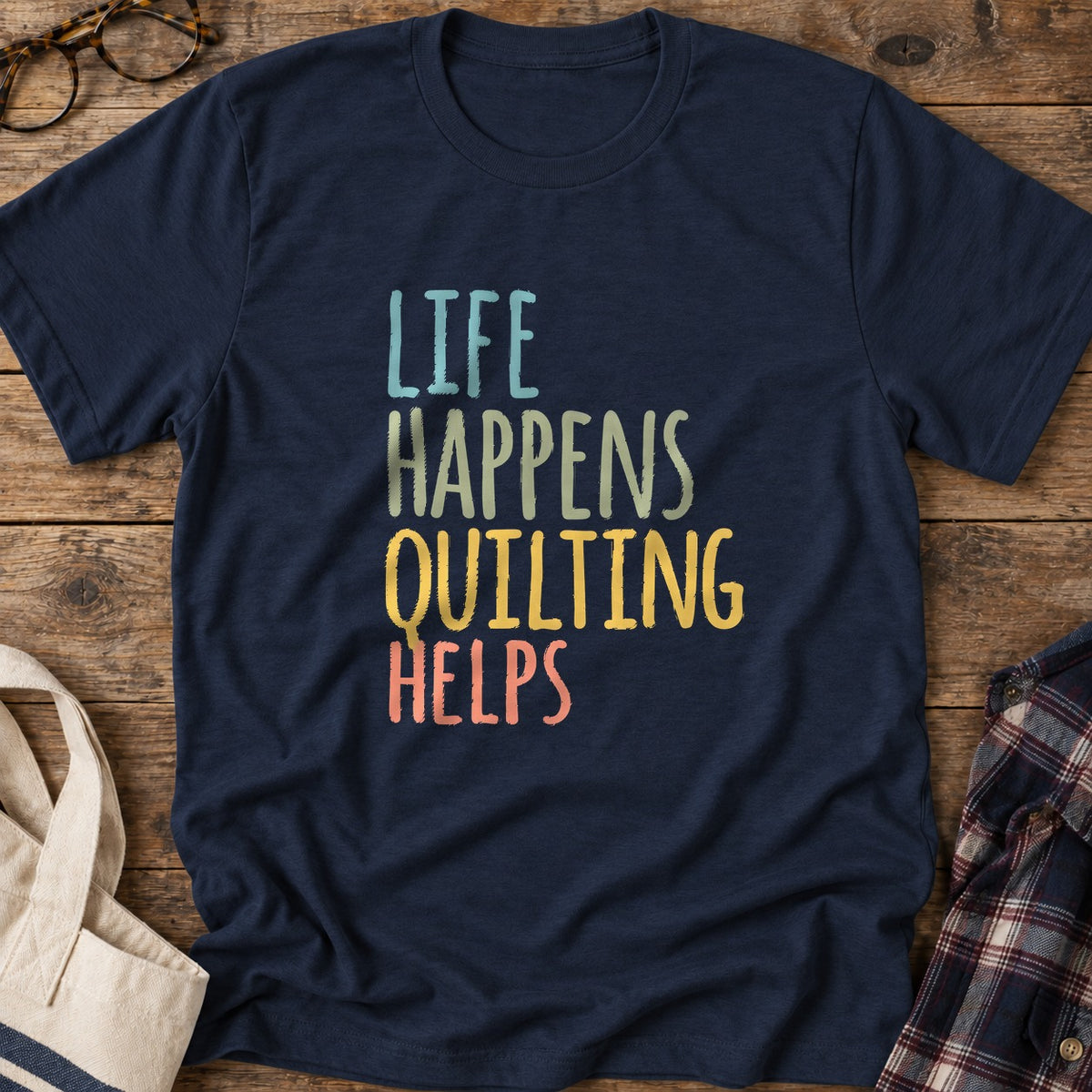 Quilting Helps T-Shirt in Navy