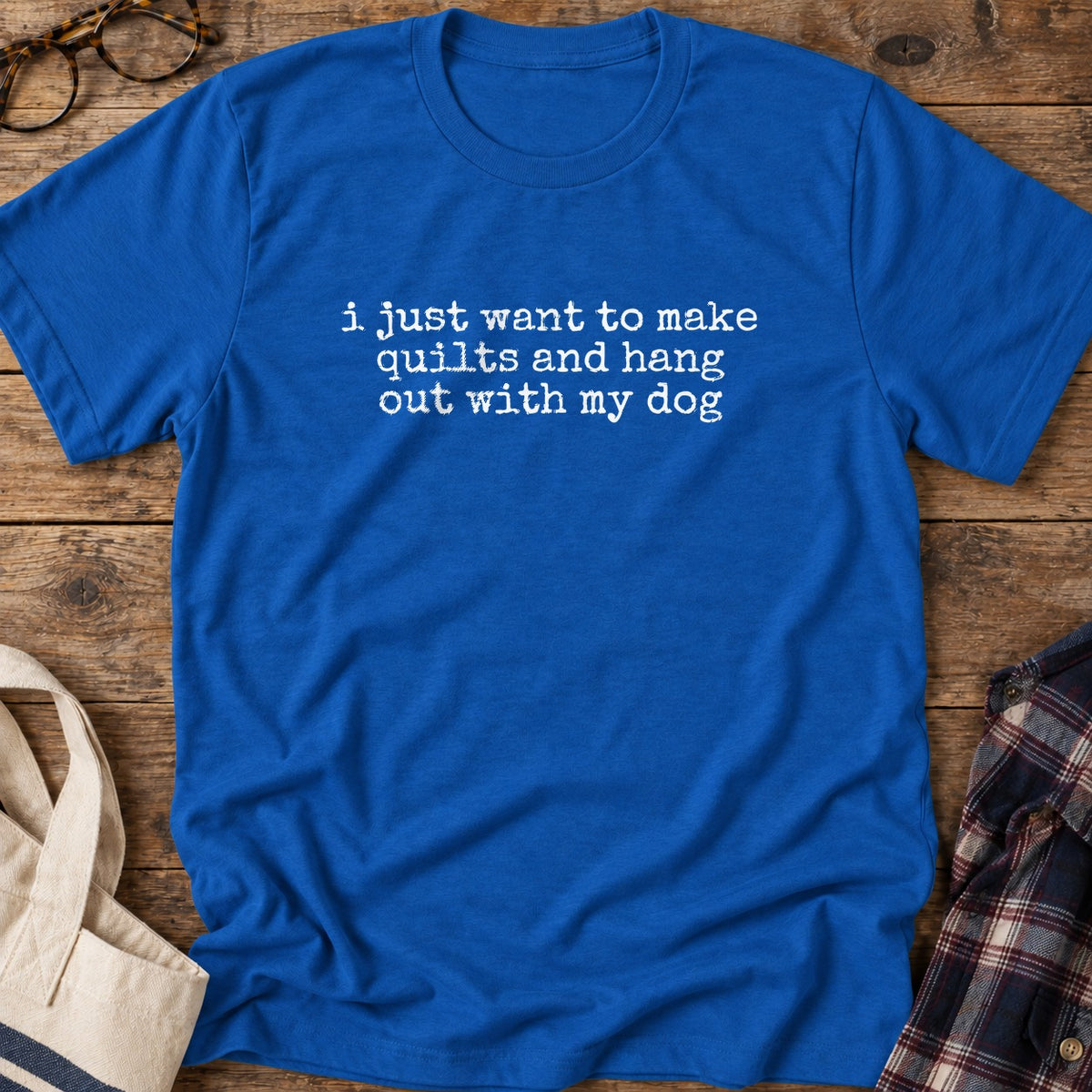 Quilts And Dogs T-Shirt in Royal