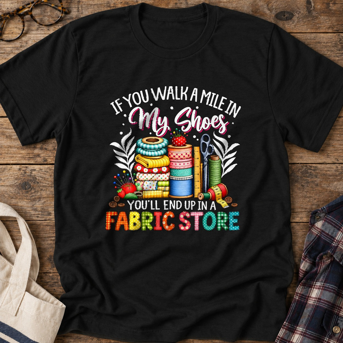 Fabric Store Shoes T-Shirt in Black