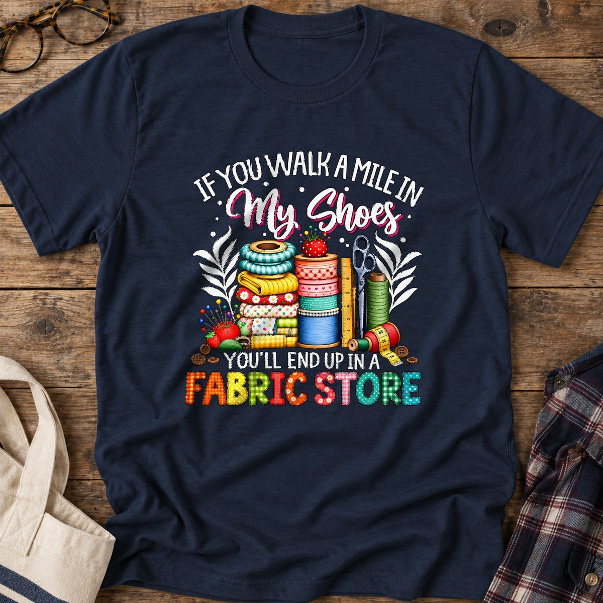 Fabric Store Shoes T-Shirt in Navy