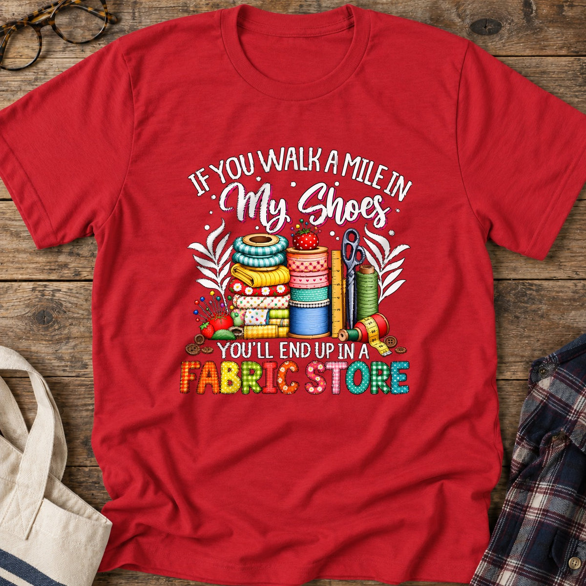 Fabric Store Shoes T-Shirt in Red