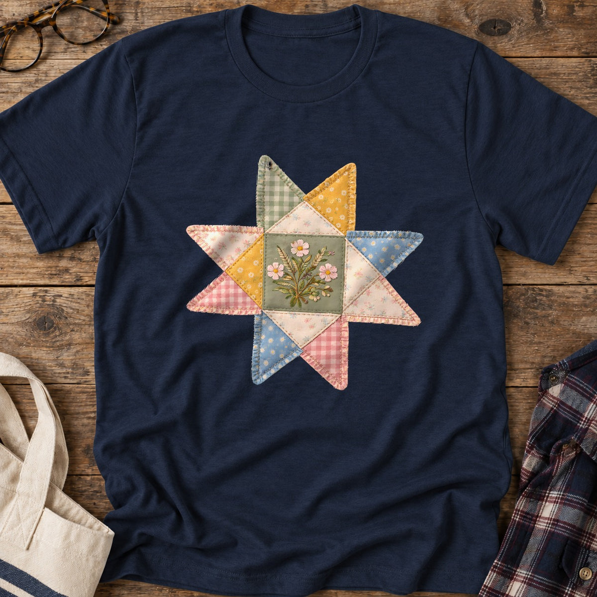 Patchwork Star T-Shirt in Navy
