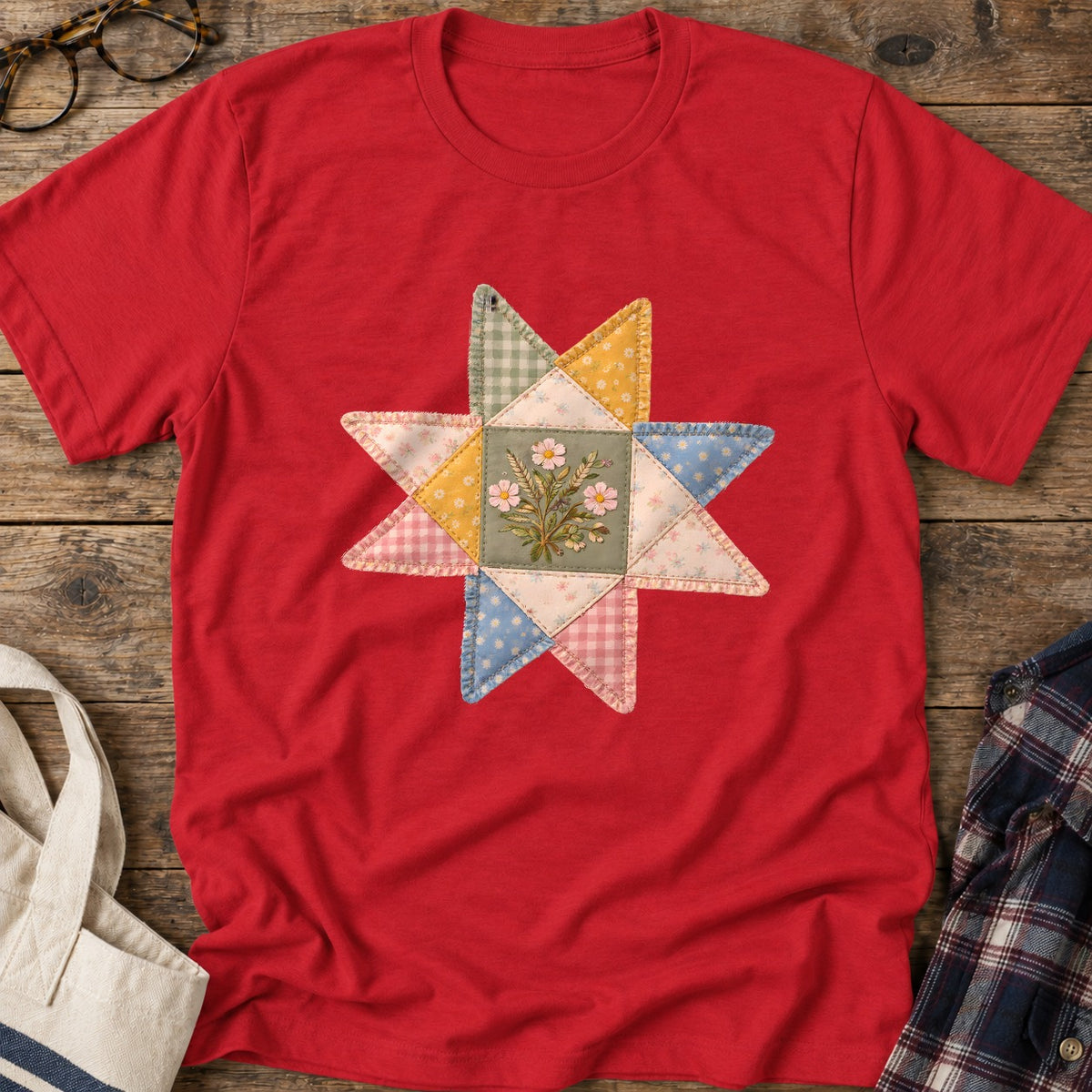 Patchwork Star T-Shirt in Red