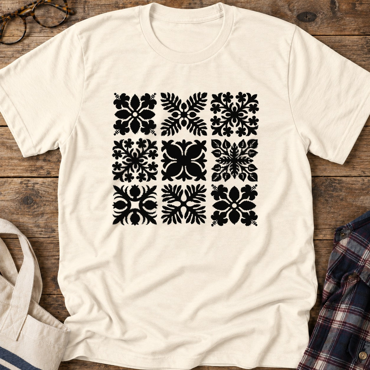 Hawaiian Quilt Blocks T-Shirt in Natural