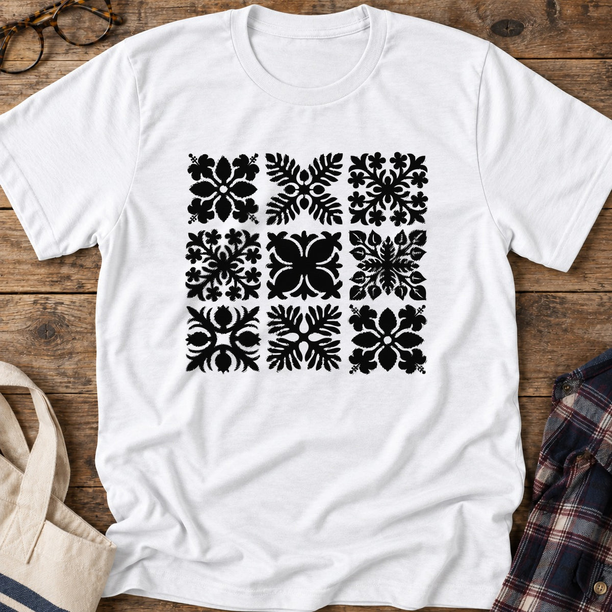 Hawaiian Quilt Blocks T-Shirt in White