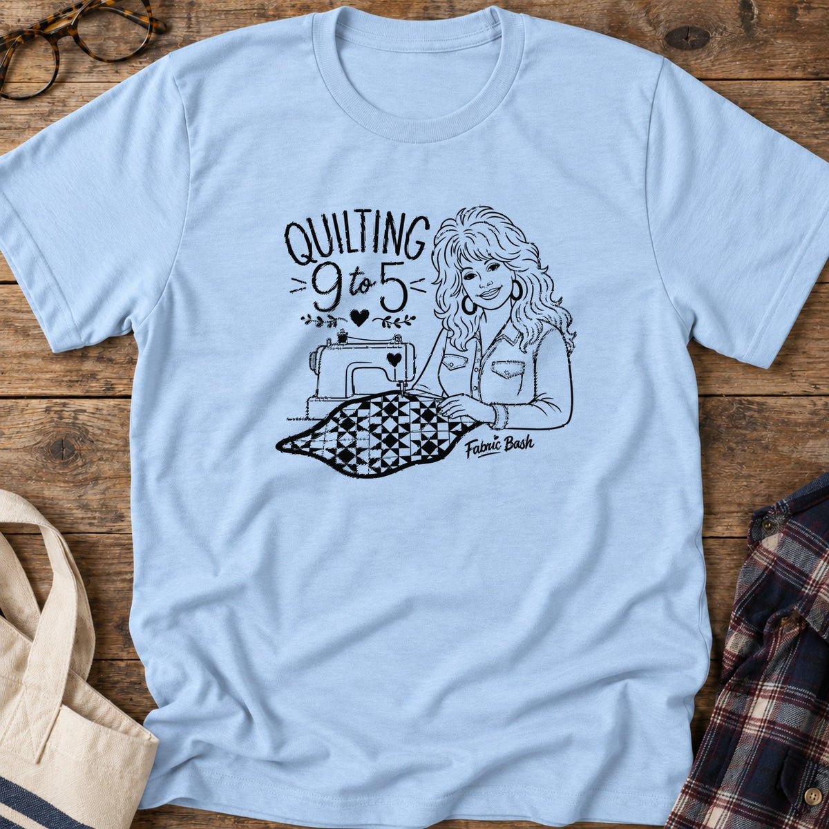 Quilting Nine Five T-Shirt in Light Blue