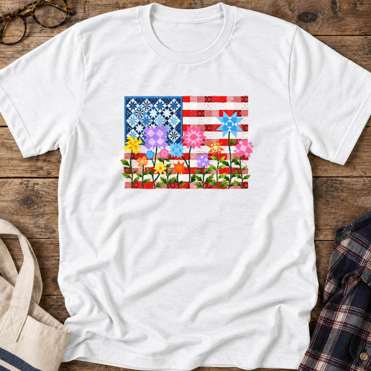 Stars Stripes Stitches T-Shirt in White