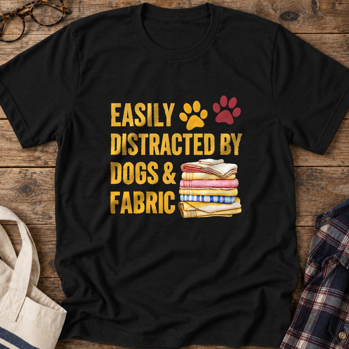 Dogs And Fabric T-Shirt in Black