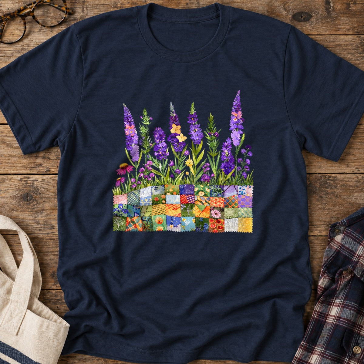 Quilting Field T-Shirt in Navy