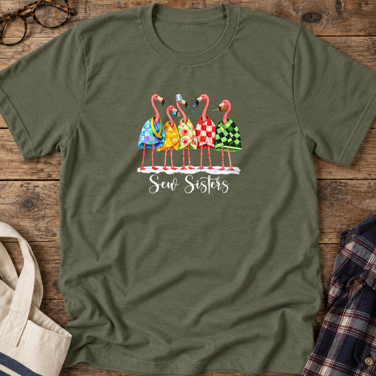 Sew Sisters T-Shirt in Military Green