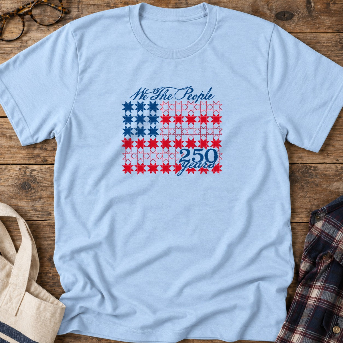 Patriotic Quilter T-Shirt in Light Blue