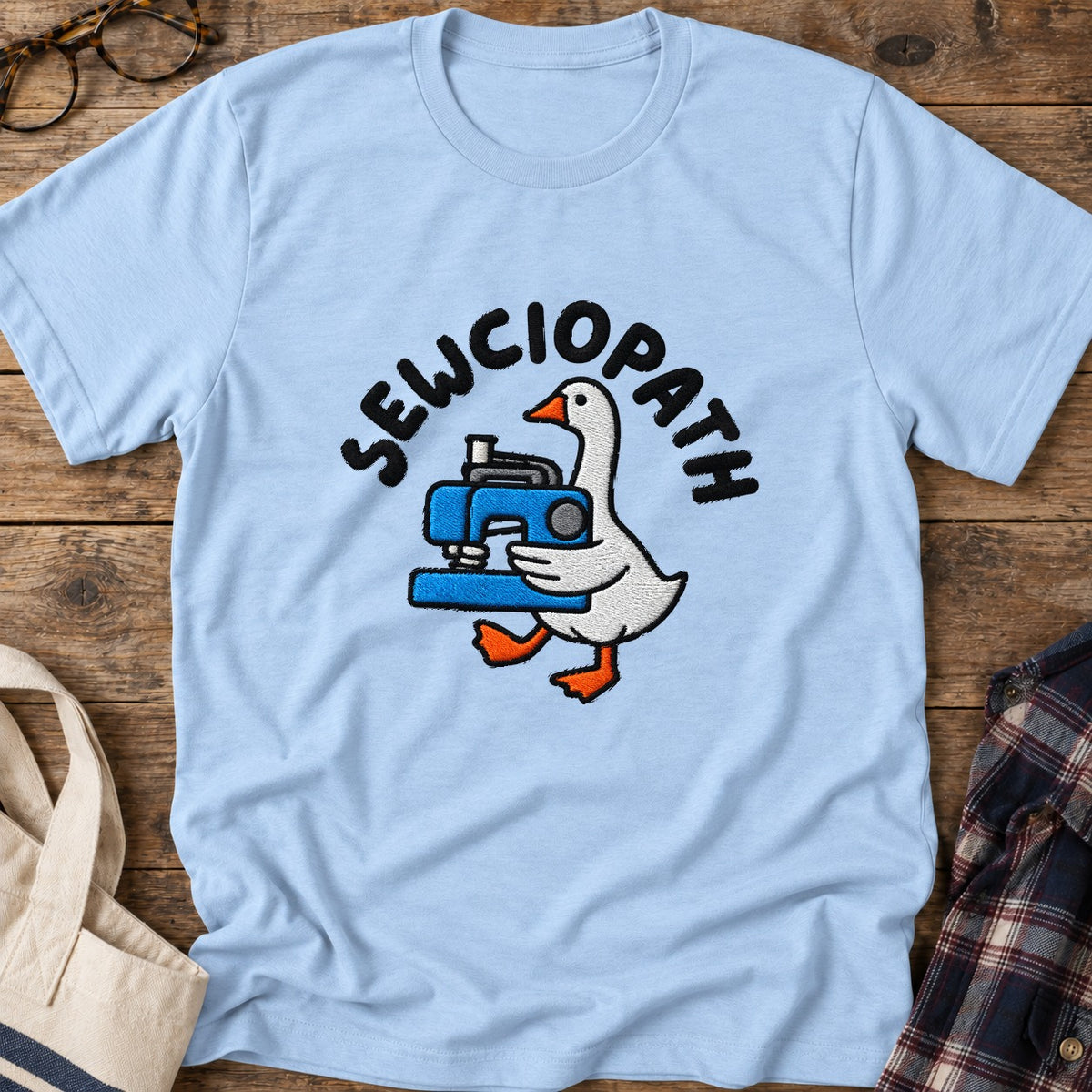 Sewciopath Goose T-Shirt in Light Blue