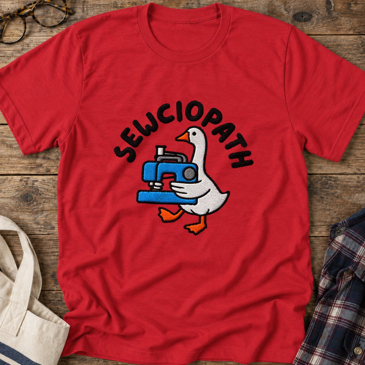 Sewciopath Goose T-Shirt in Red