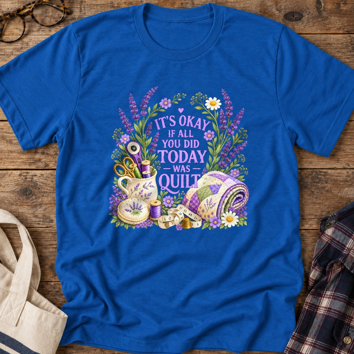 Productive Quilt Days T-Shirt in Royal