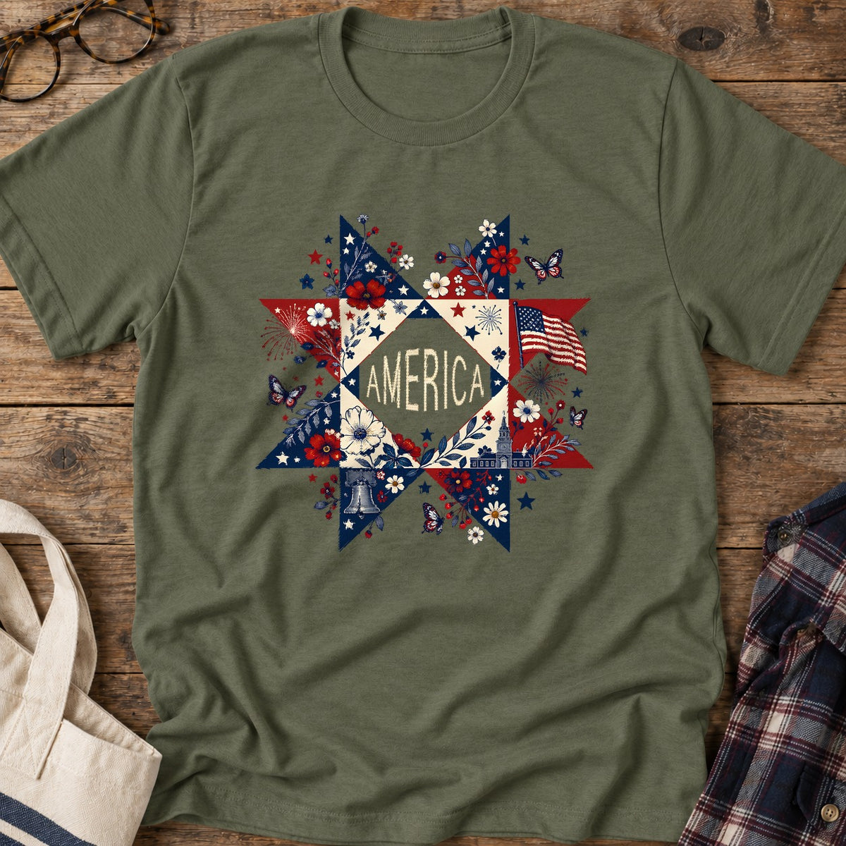 Liberty In Bloom T-Shirt in Military Green
