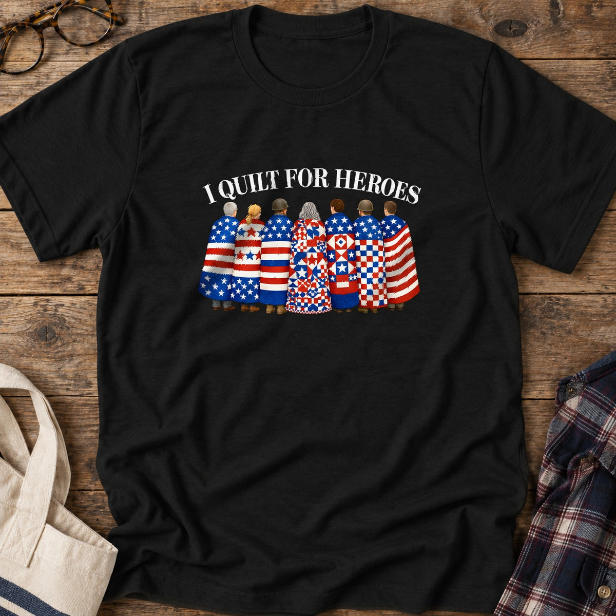 Quilts Of Honor T-Shirt in Black