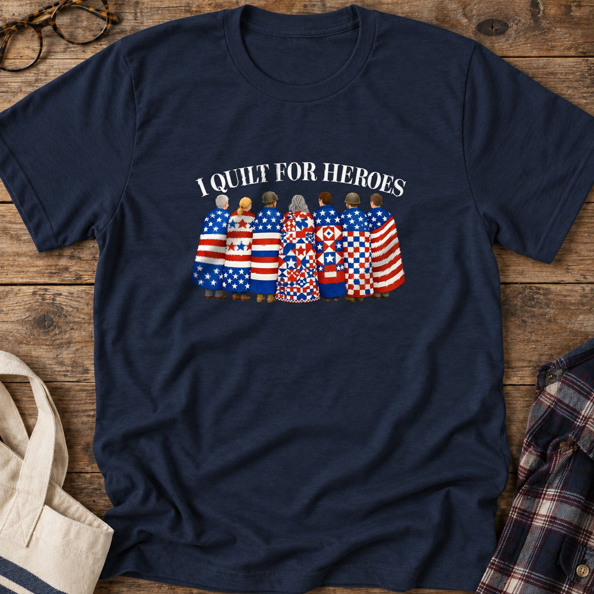 Quilts Of Honor T-Shirt in Navy