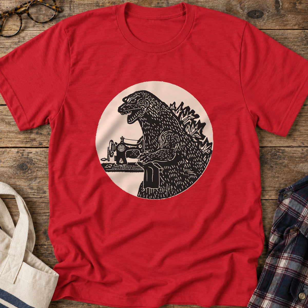 Quilting Dinosaur T-Shirt in Red
