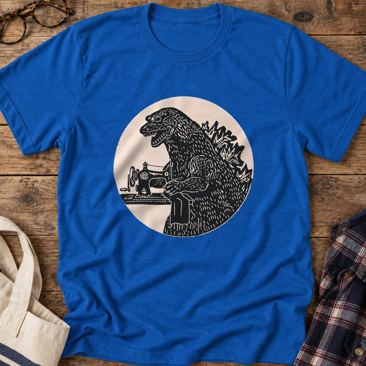 Quilting Dinosaur T-Shirt in Royal