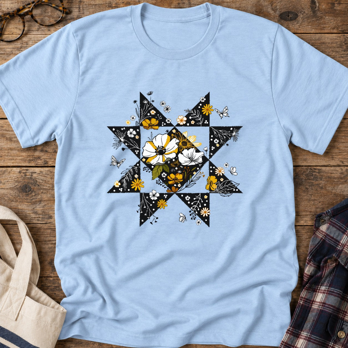 Nature Block T-Shirt in Light Blue