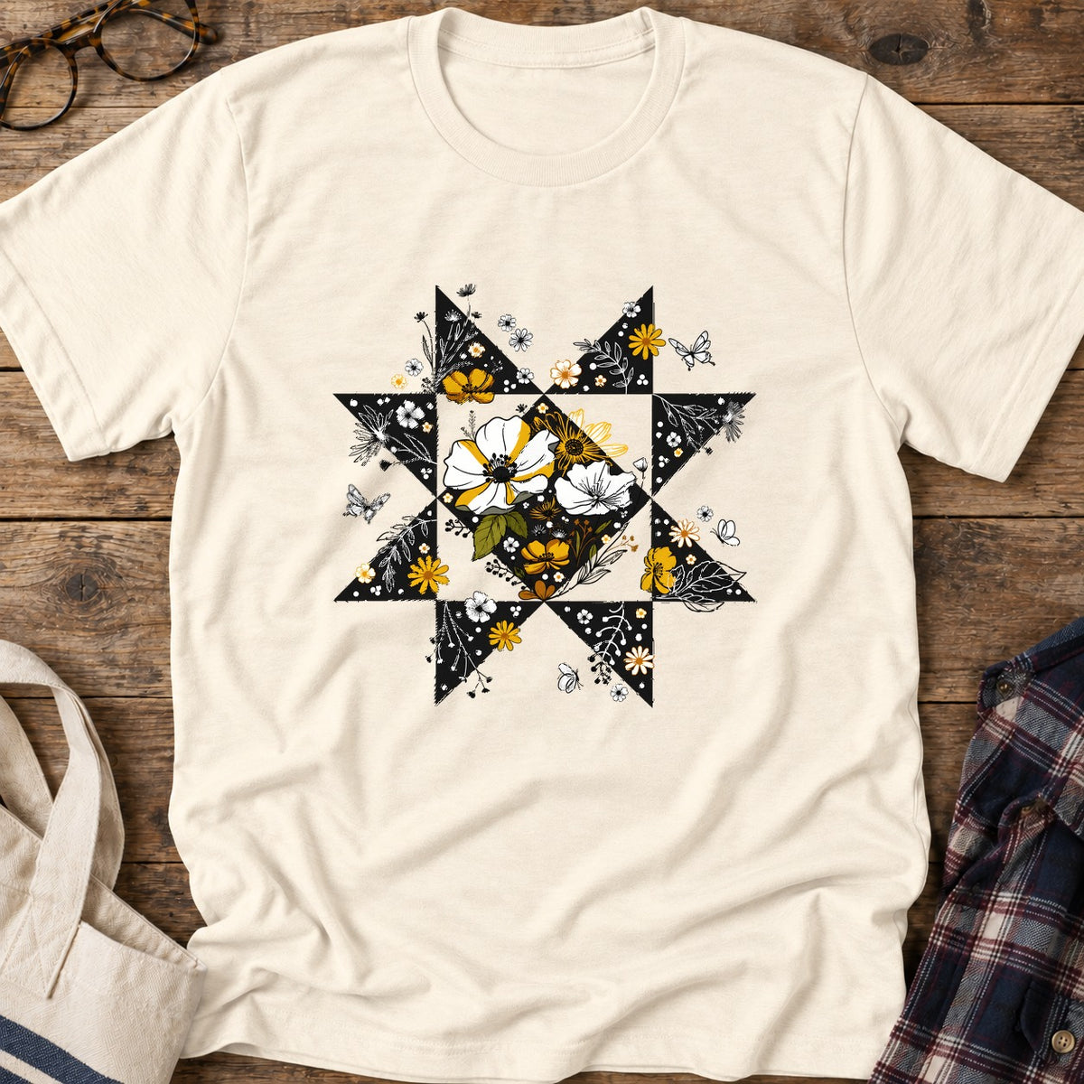 Nature Block T-Shirt in Natural