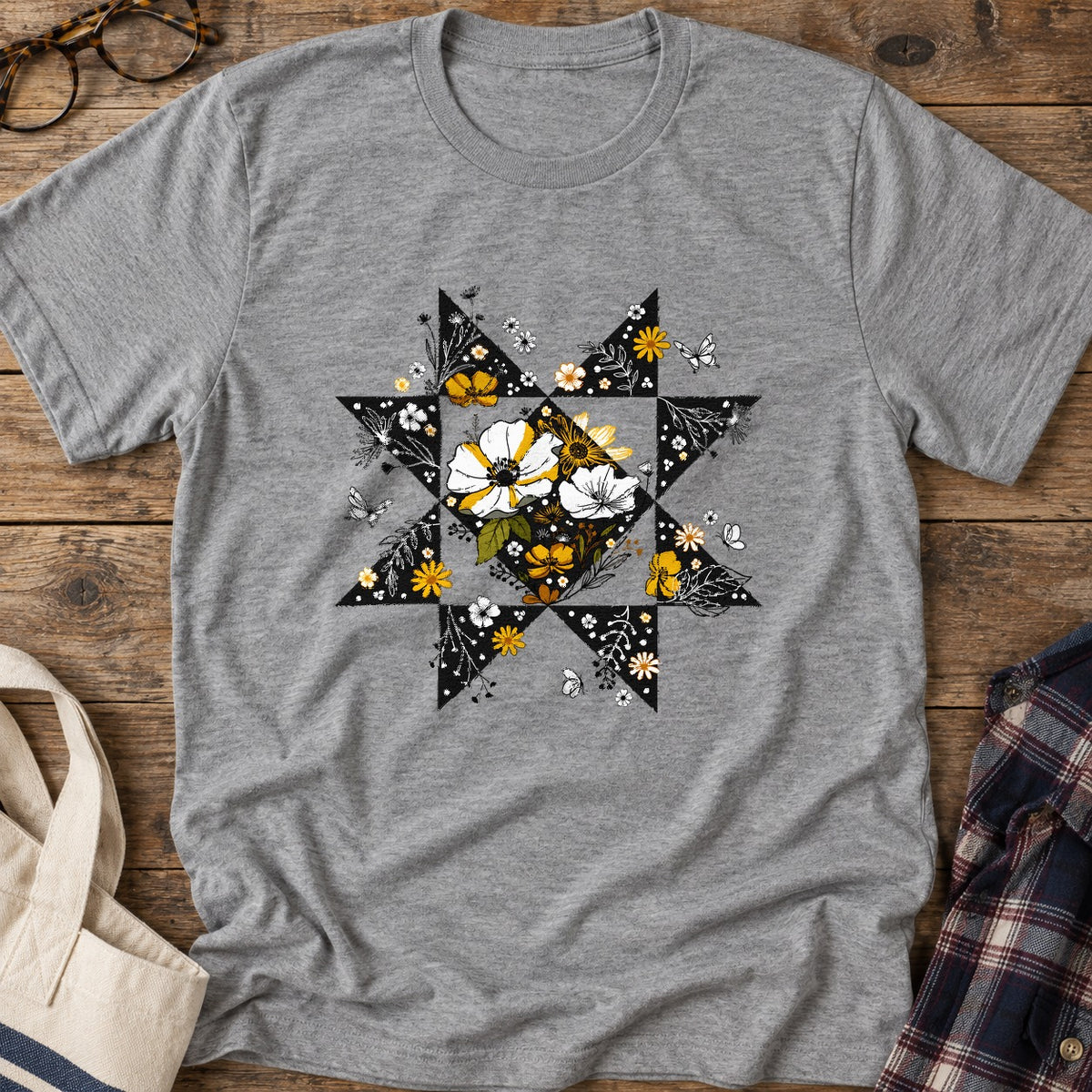 Nature Block T-Shirt in Sport Grey