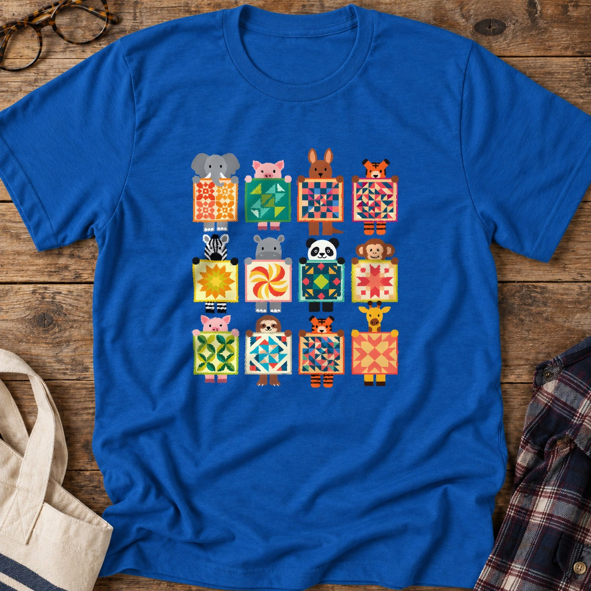 Woodland Patchwork Crew T-Shirt in Royal