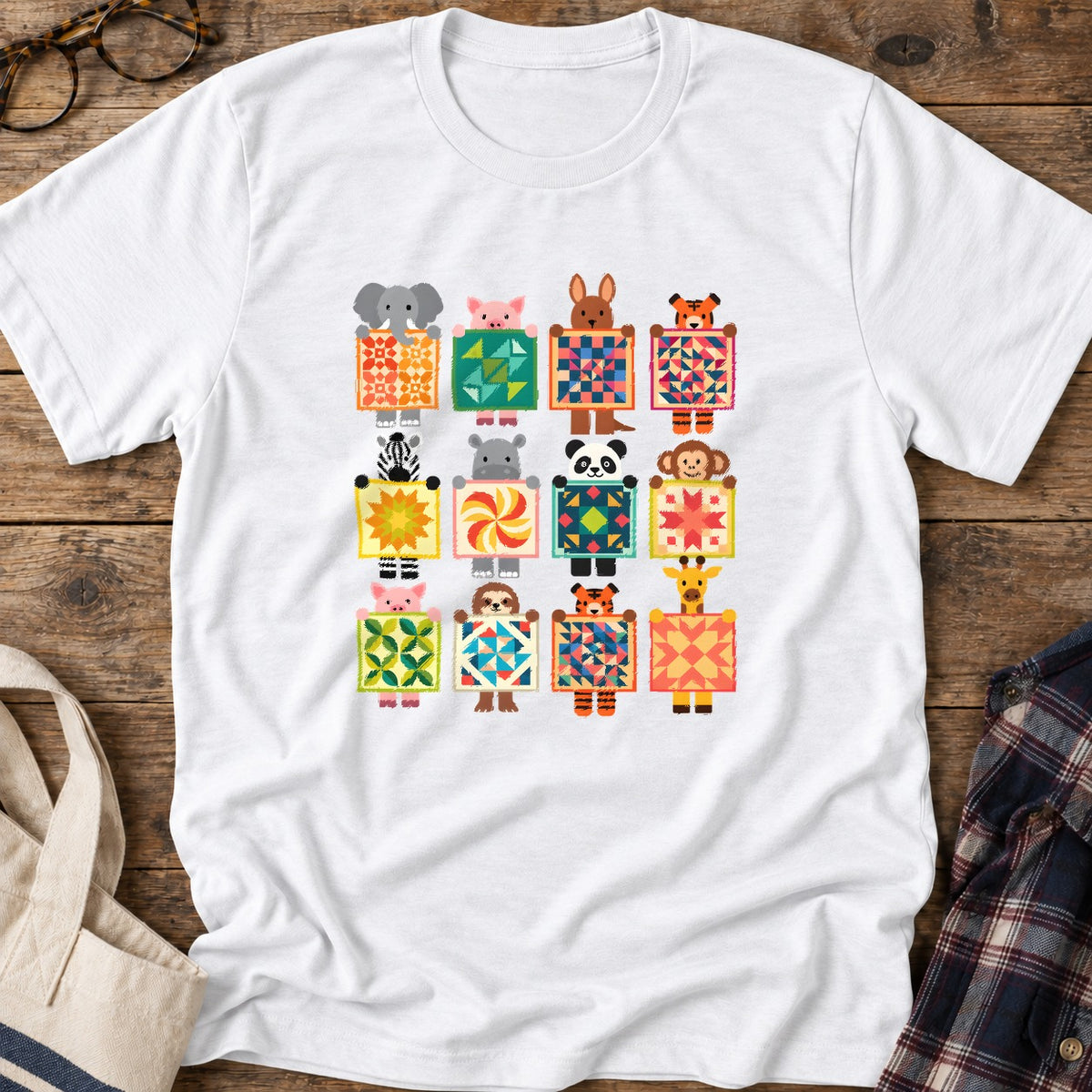 Woodland Patchwork Crew T-Shirt in White