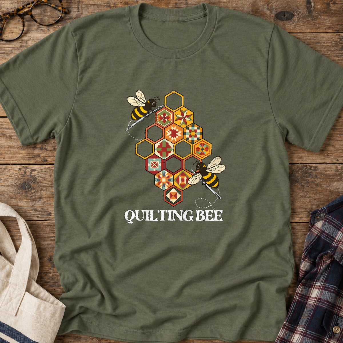 Quilting Bee T-Shirt in Military Green