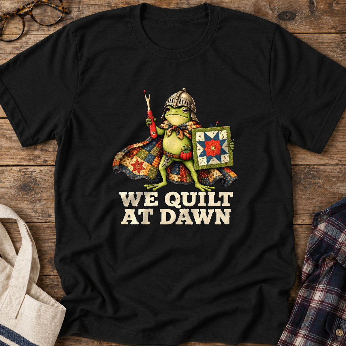Quilt At Dawn T-Shirt in Black