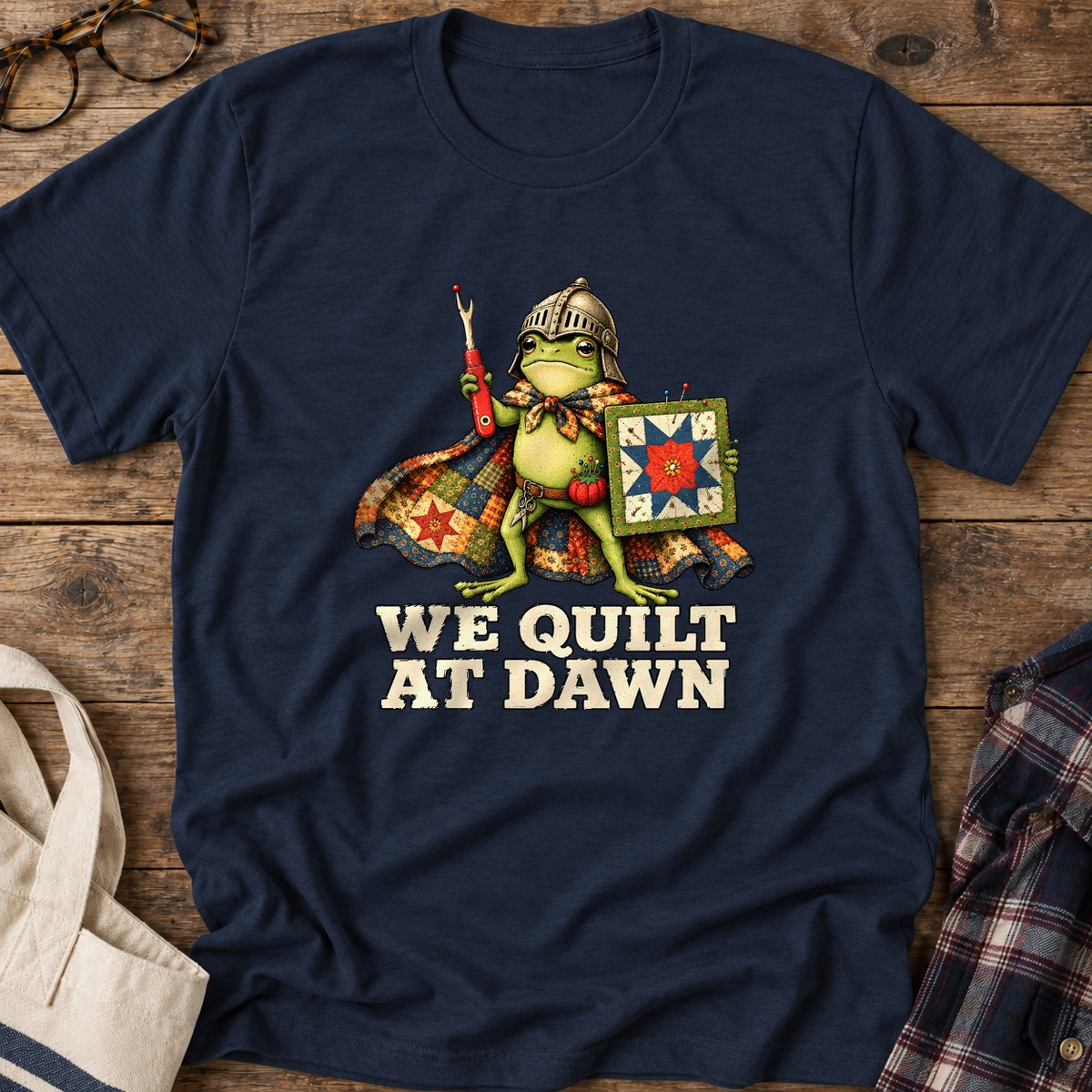 Quilt At Dawn T-Shirt in Navy