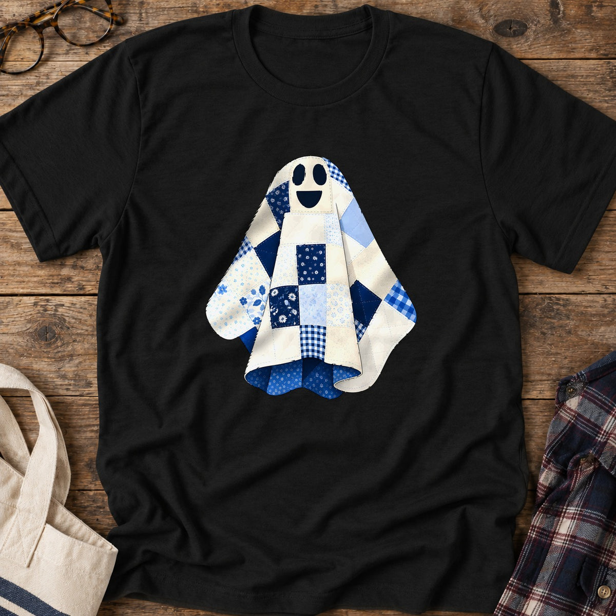 Little Quilted Ghost T-Shirt in Black