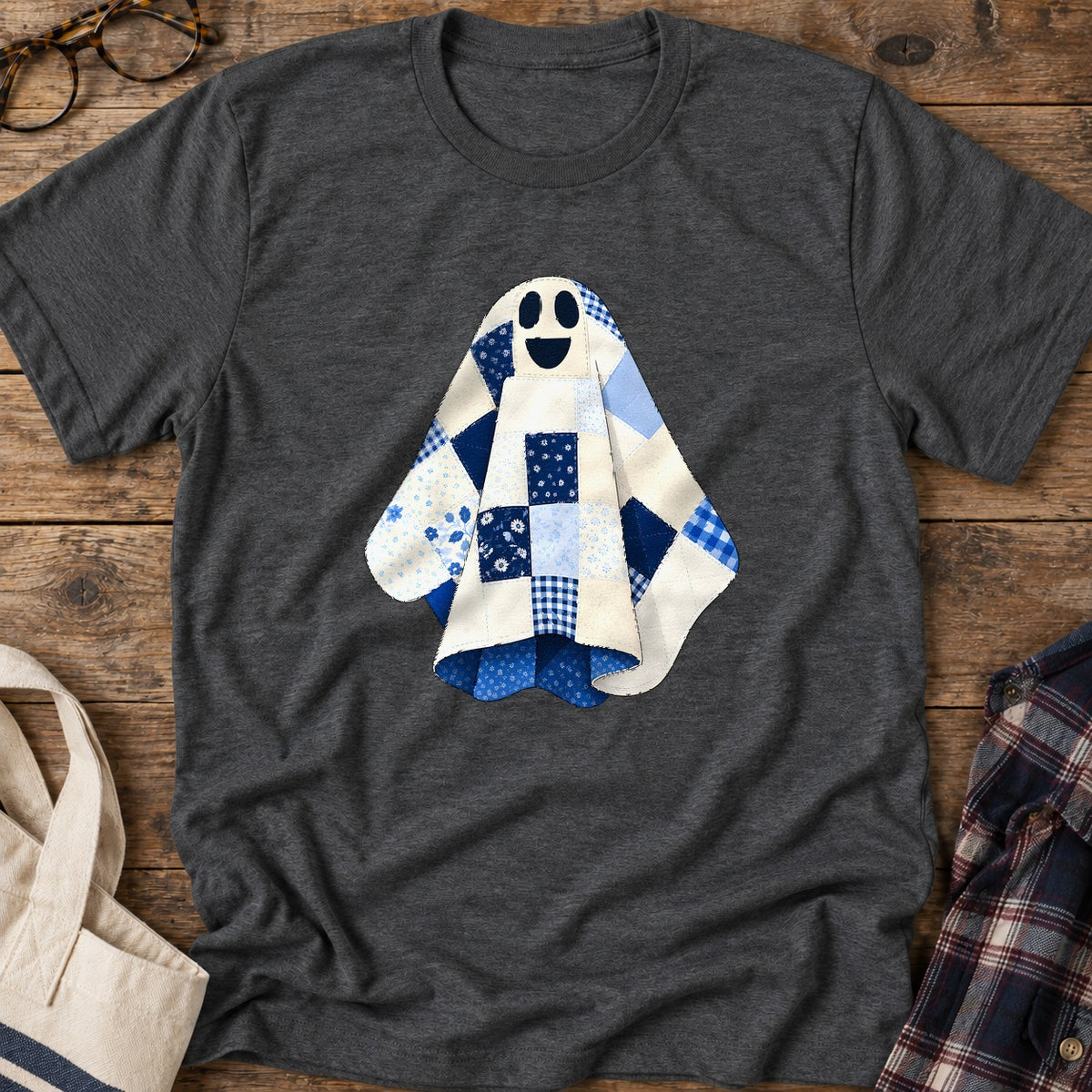 Little Quilted Ghost T-Shirt in Dark Heather