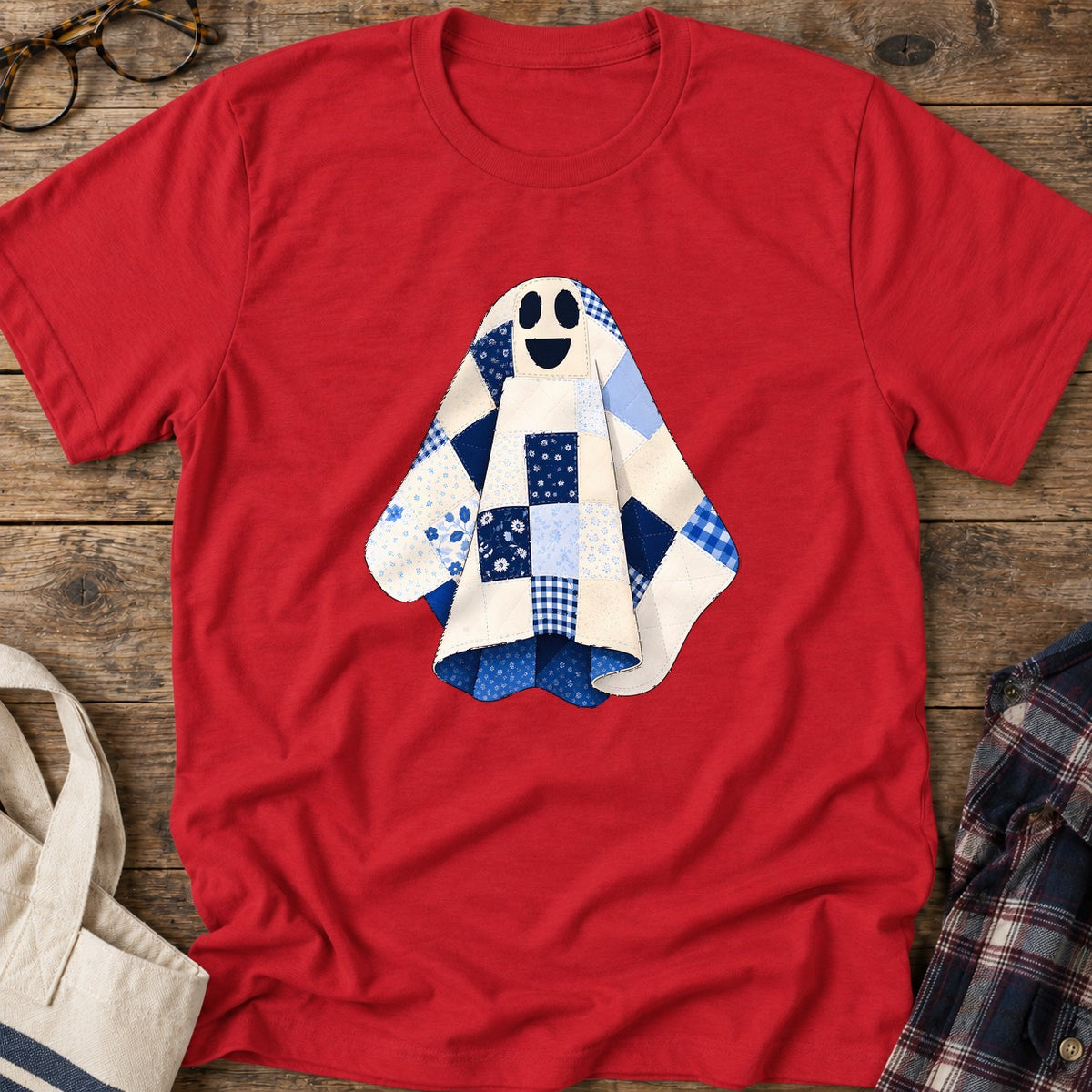 Little Quilted Ghost T-Shirt in Red