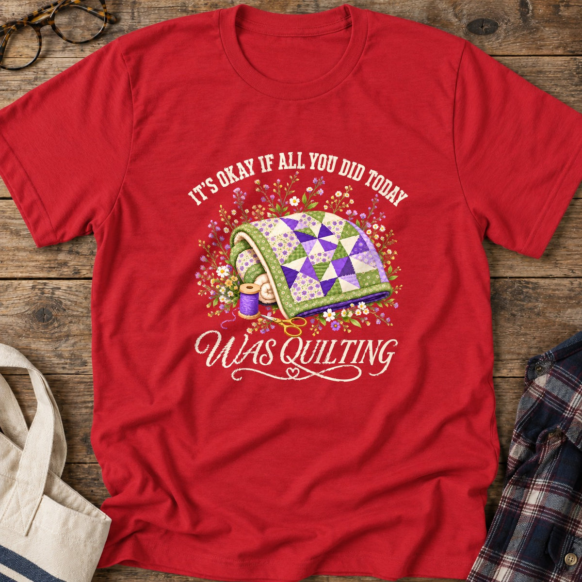 Quilt All Day T-Shirt in Red